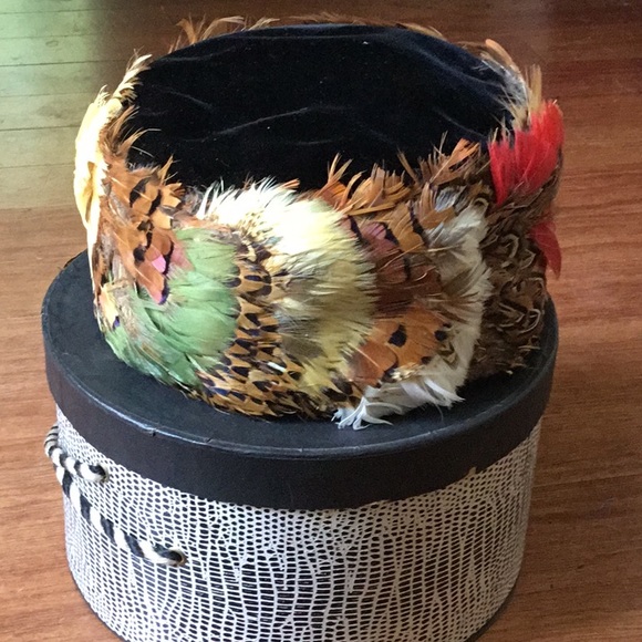 Pollyanna Vintage Pheasant Pillbox hat main image 7